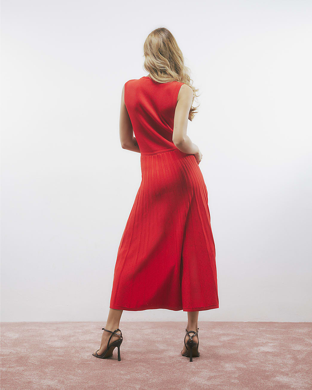 Red Pointelle Maxi Dress