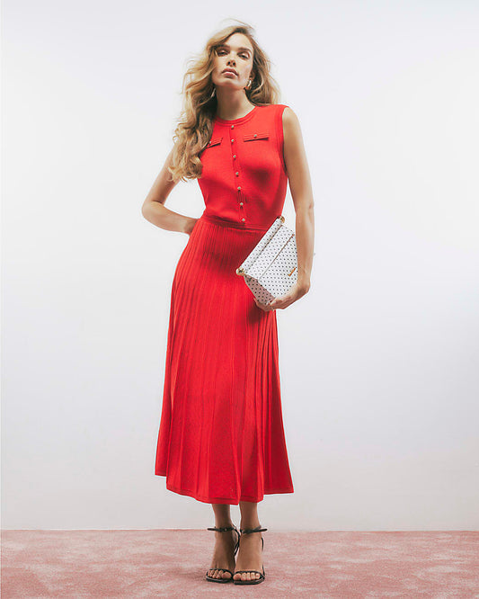 Red Pointelle Maxi Dress